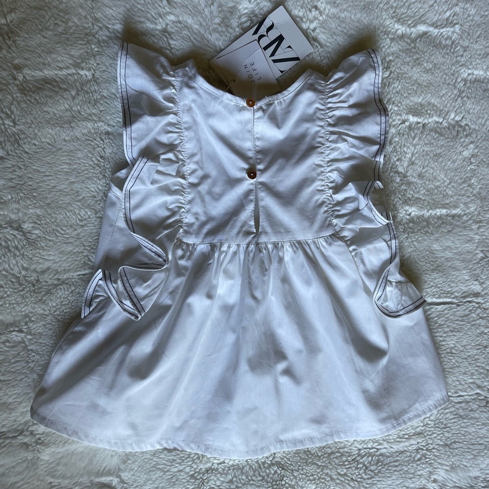 New! Zara cotton white sleeveless blouse size 2-3 - Picture 2 of 4